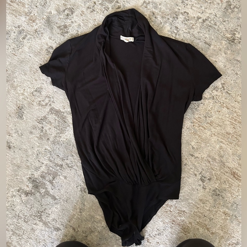 Black deep V going out bodysuit
